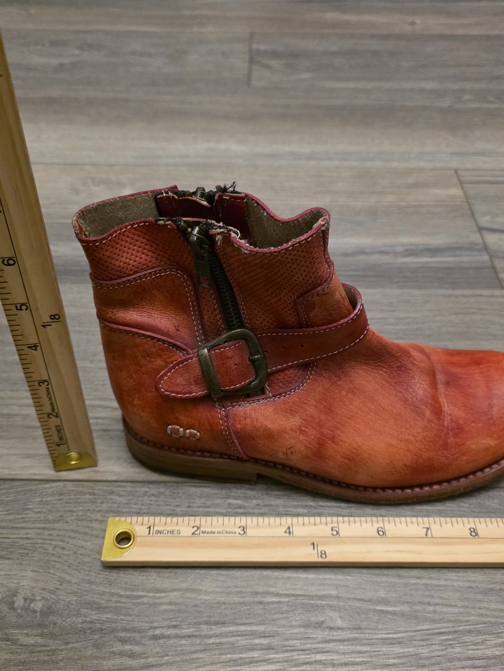 Boots Ankle Bed|Stü BECCA Artisan Leather Ankle Boots – Rare Scarlet/Red Patina - Picture 9 of 9